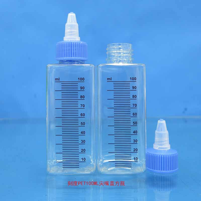 刻度PET100ML尖嘴盖方瓶3