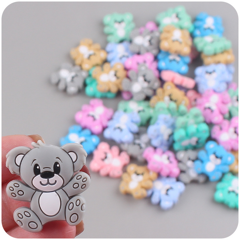 Bebé de dibujos animados animal silicona oso mordedor bebé DIY chupete cadena pulsera accesorios juguete