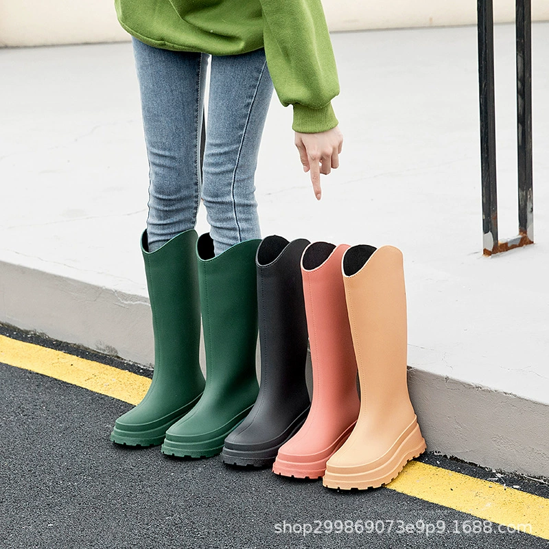 Модные высокие нескользящие дождевые сапоги для взрослых женщин дождевые сапоги носить резиновые туфли длинные сапоги для воды четыре сезона кемпинг водяной сапоги через границу
