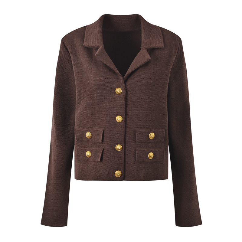 French-style elegant cardigan with metal buttons, stylish and slimming, versatile short-length niche blazer