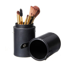便携PU皮桶化妆刷筒 可装24支化妆刷收纳筒 办公用品文具笔筒