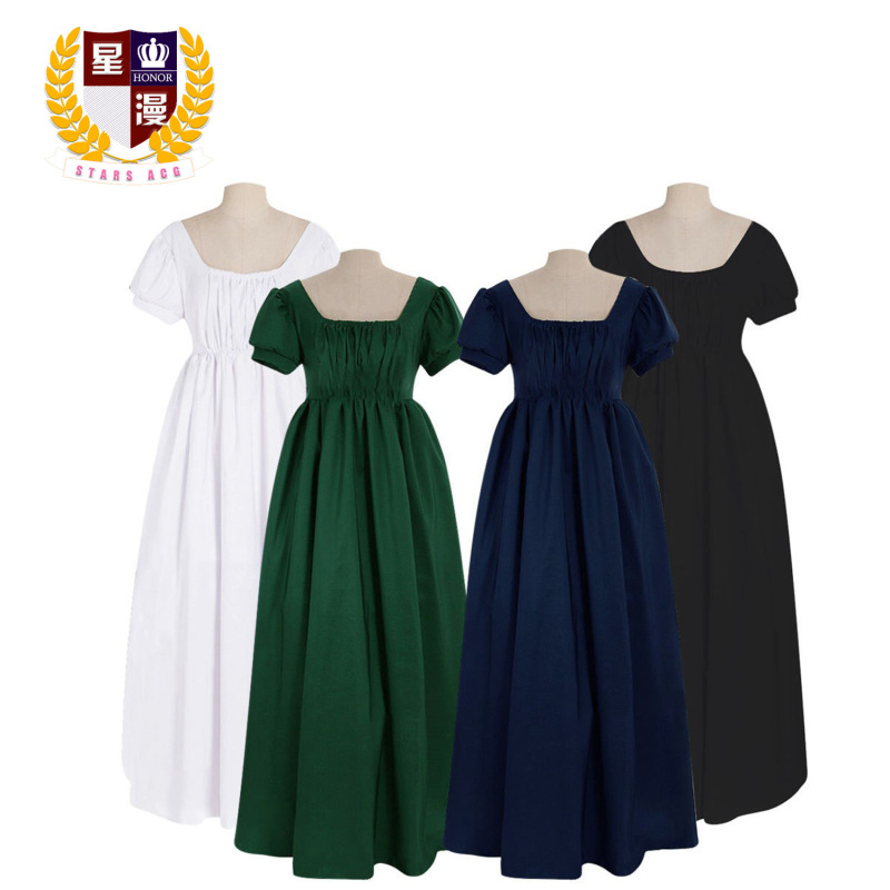 Cosplay Anime Costume Regency Ball Lady High Waist Tea Robe Dress Medieval Evening Dress Performance