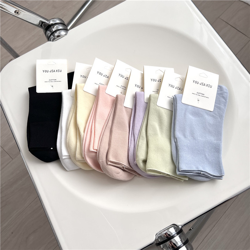 35g Weight Socks Classification Socks Lingerie Type Cotton Fabric Type Stretchy Elasticity A Pair Quantity Daily Occasion Comfort Function Solid Color Pattern All Seasons Season Women's Gender Simple Style Style Simple Style Women's Solid Color Cotton Crew Socks A Pair 5