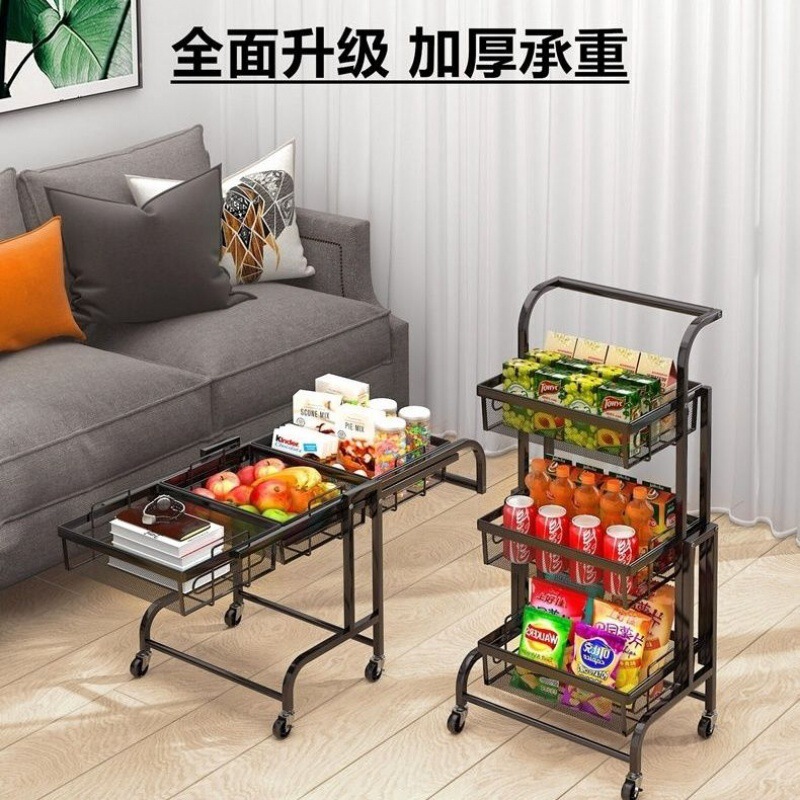 Parallel Storage Rack Balcony Mobile Trolley Foldable Floor-Standing Multi-Layer Snack Succulent Flower Rack Living Room Storage Rack