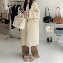 韩系慵懒风毛衣外套女秋冬新款宽松显瘦气质百搭中长款针织开衫新