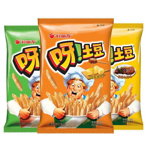 Hao Li You Potato 70g*20 Bags Full Box Student Children French Fry Snack Wholesale Puff Food Gift Box