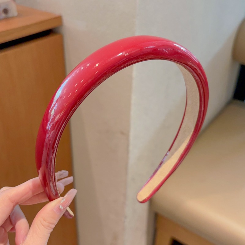 Ancara banda de cabello rojo para niños retro brillante corteza banda de cabello niña alta cabeza de cráneo banda de cabello de presión de cabello