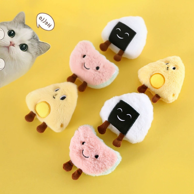 Плюшевая игрушка для домашних животных, кошачья мята с встроенным звуком колокольчика, товары для кошек, жевательный котенок, самозабава, яйцо-пашот, рисовый шарик