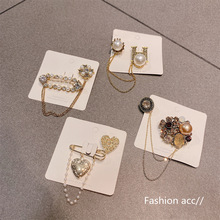 秋冬潮流小香风时尚高档潮流链条欧美风心形珍珠胸针领针配饰饰品