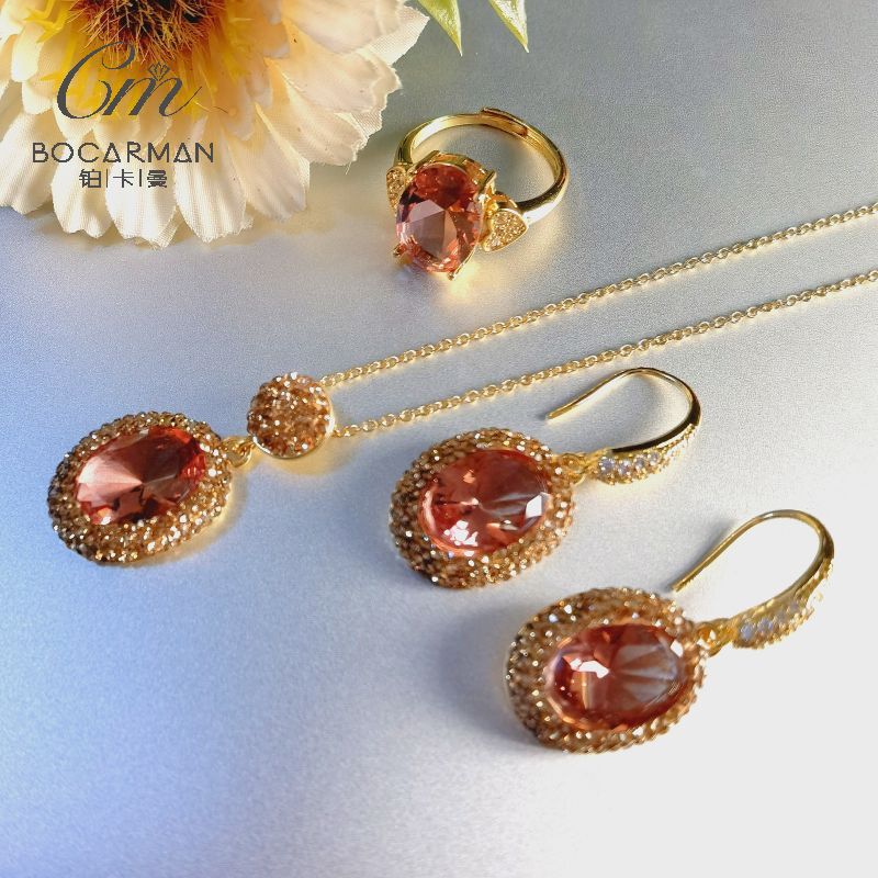 Sudan Stone suit 3-piece Set Foreign Trade Xinjiang Explosions Fashion Water Aluminum Stone Color-changing Stone Luxury Temperament Gift