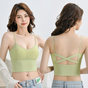 Silk tank top, breast pads, base underwear as outerwear, summer thin tube top, beautiful back