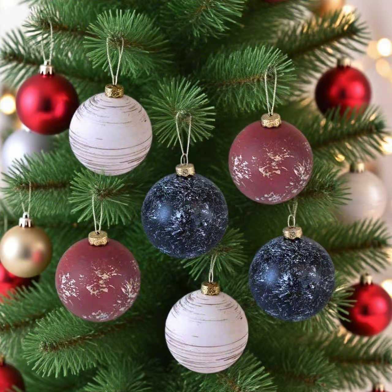 Amazon Navidad 6CM12pcs Retro Navidad juego de árbol de Navidad atmósfera navideña colgar bolas