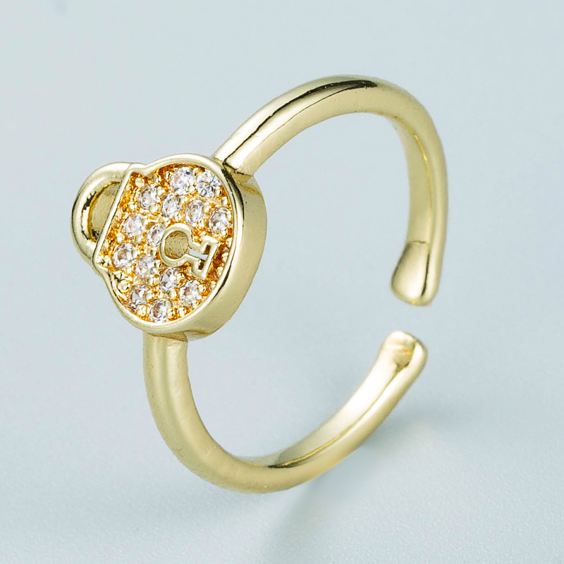 Wholesale Jewelry Demon Eye Ring Lockshaped Copper Ring Nihaojewelrypicture5