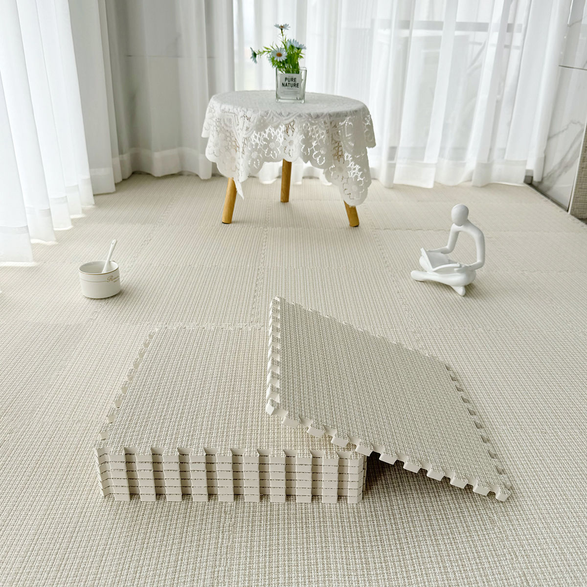 Spliced ​​Floor Mat Carpet Bedroom Living Room Bedroom Cream Ins Style Bedside Blanket Large Area Full Spread Kidsren's Crawling Mat