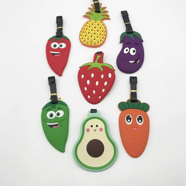 Creative fruit luggage accessories tag anti-lost label travel boarding pass PVC luggage tag soft glue consignment card