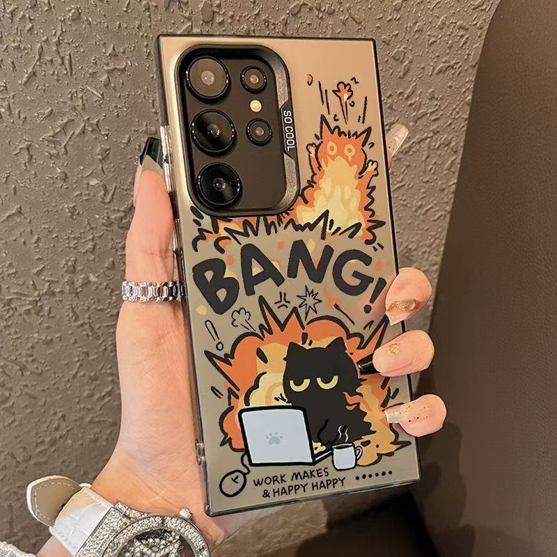 Cross-Border Applicable Samsung S24Ultra Mobile Phone Case S23 New S24+ Work Black Cat Gradient Creative All-Inclusive Cross-Border Applicable Samsung S24Ultra Mobile Phone Case S23 New S24+ Work Black Cat Gradient Creative All-Inclusive