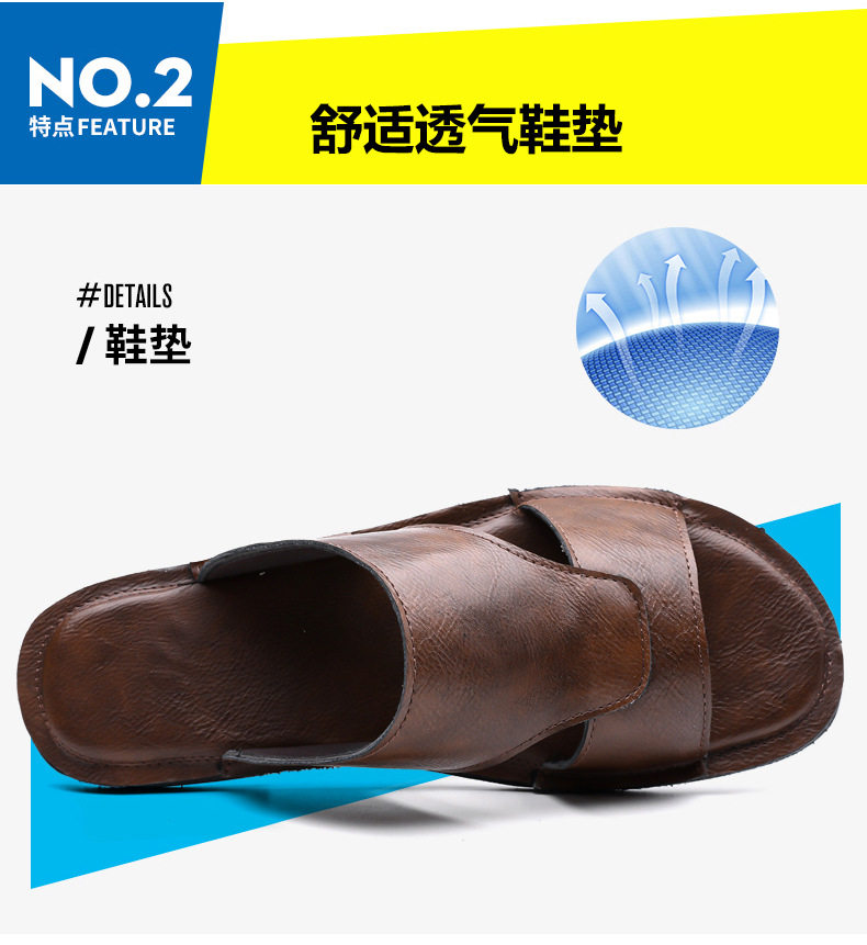 Dép sandal nam quai ngang hở mũi kiểu retro, đế cao su êm chân, cỡ lớn — nâu, đen chi tiết 11