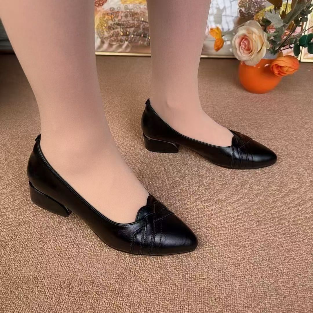 2026 primavera y verano nuevo estilo retrógrado estilo francés multifuncional punta superficial zapatos de una sola mujer aumentando la altura de los zapatos de mujer de viaje a pie