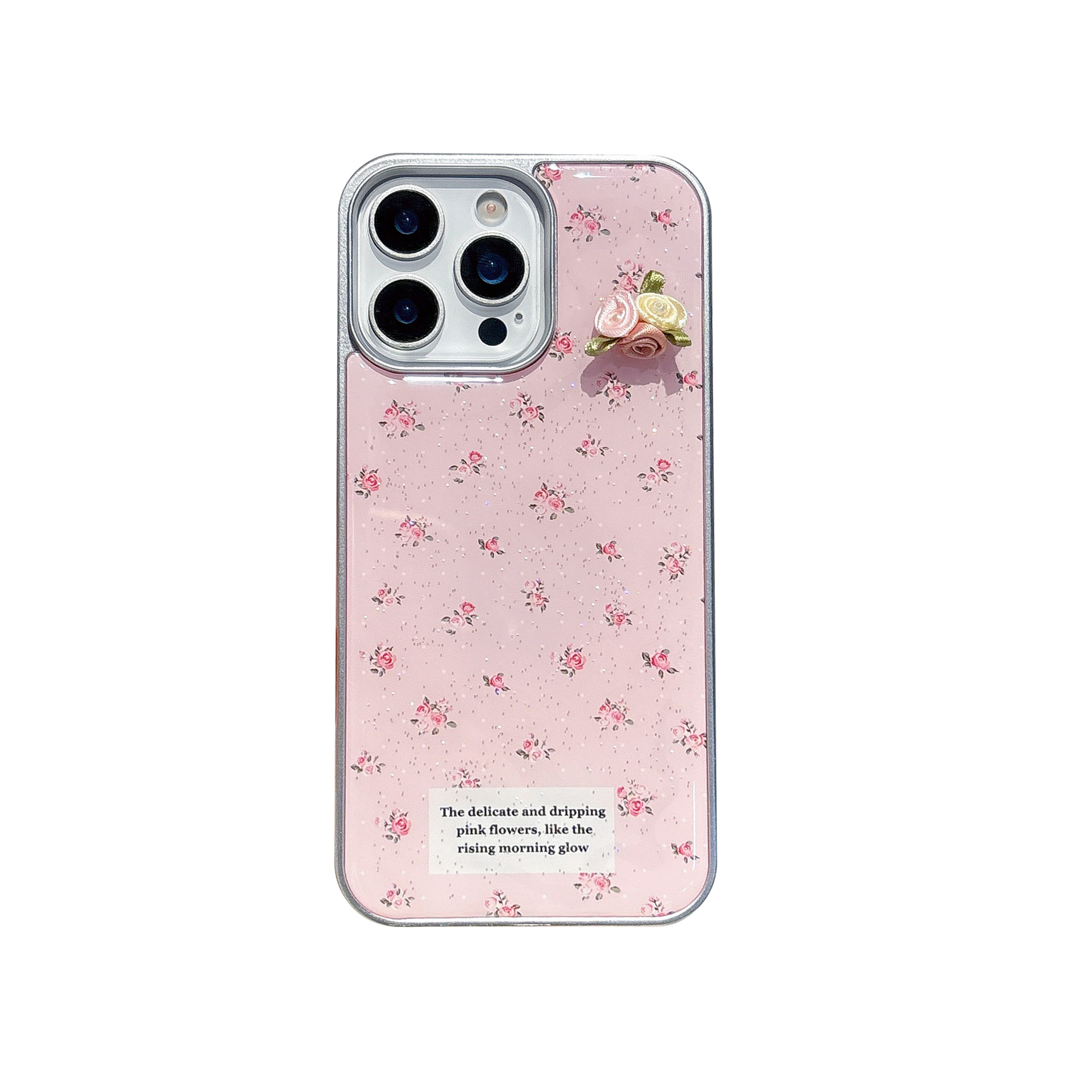 Rosa epoxi niña corazón pequeño floral adecuado para Apple 16ProMax funda para teléfono móvil 15Pro nicho 14/13 mujer 15
