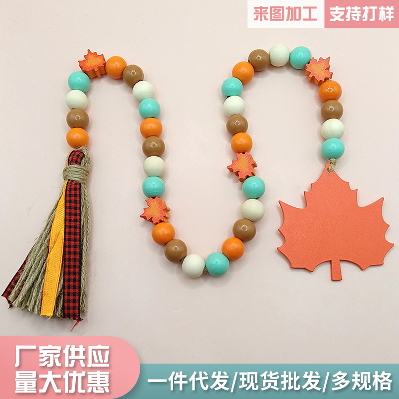 Thanksgiving Maple Leaf Beads Thanksgiving Hemp Rope Tassel Beads…