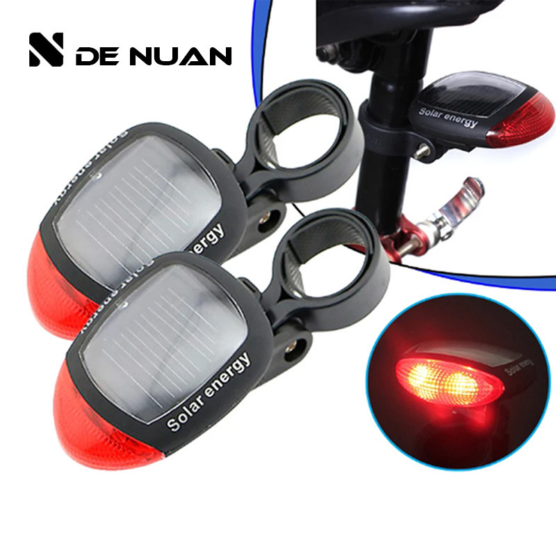 Bicycle Solar Road Bike Tail Light Night Riding Warning Light Mountain Bike Portable 2Led Cross-Border Night Riding Equipment