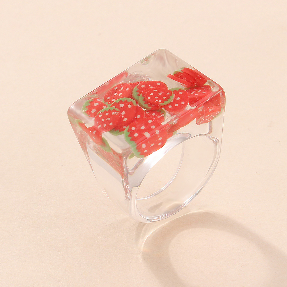 Fashion New Style Square Creative Resin Transparent Ring display picture 5