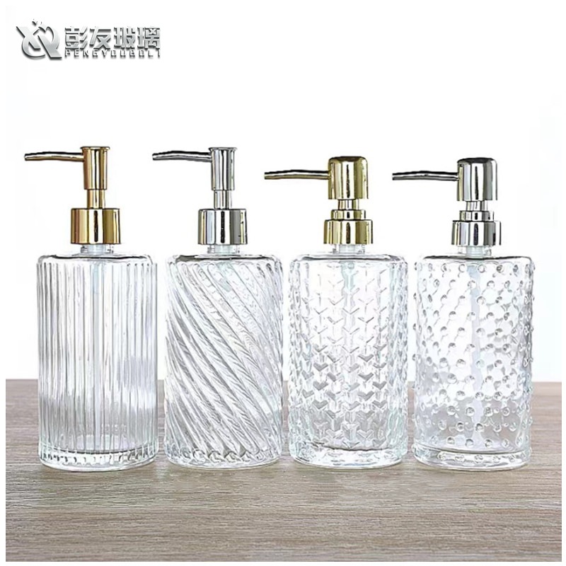廠家供應透明玻璃400ml輕奢洗手液按壓式沐浴露分裝瓶皂液器