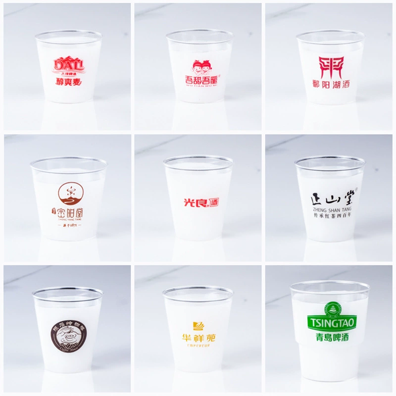 Plastic disposable material polypropylene, transparent glass for commercial use, custom-made, increased thickness