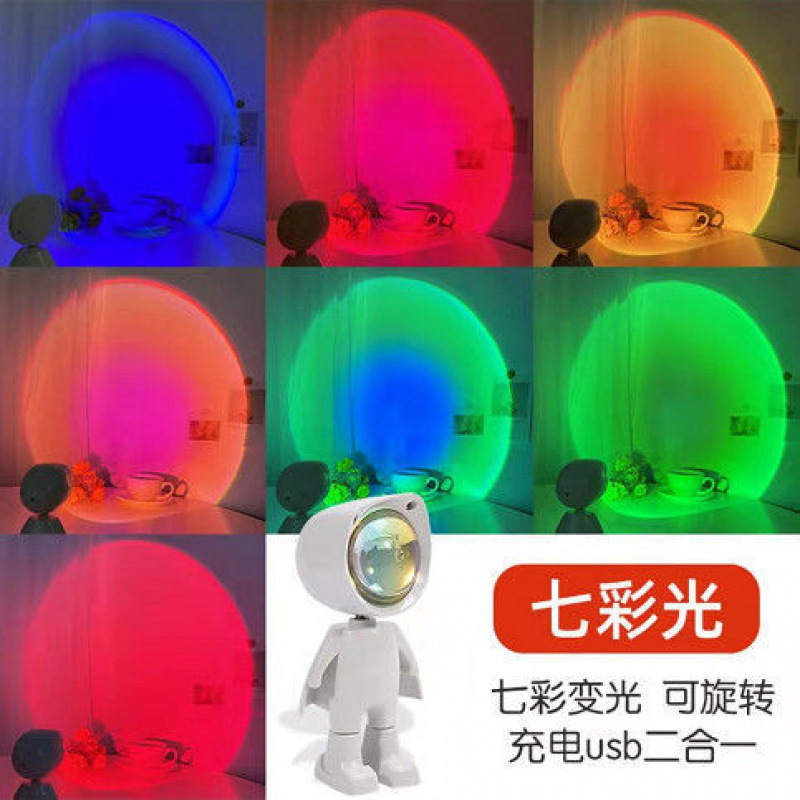 宇航员夕阳日落灯氛围感直播拍照背景投影小夜灯卧室桌面摆件台灯|undefined