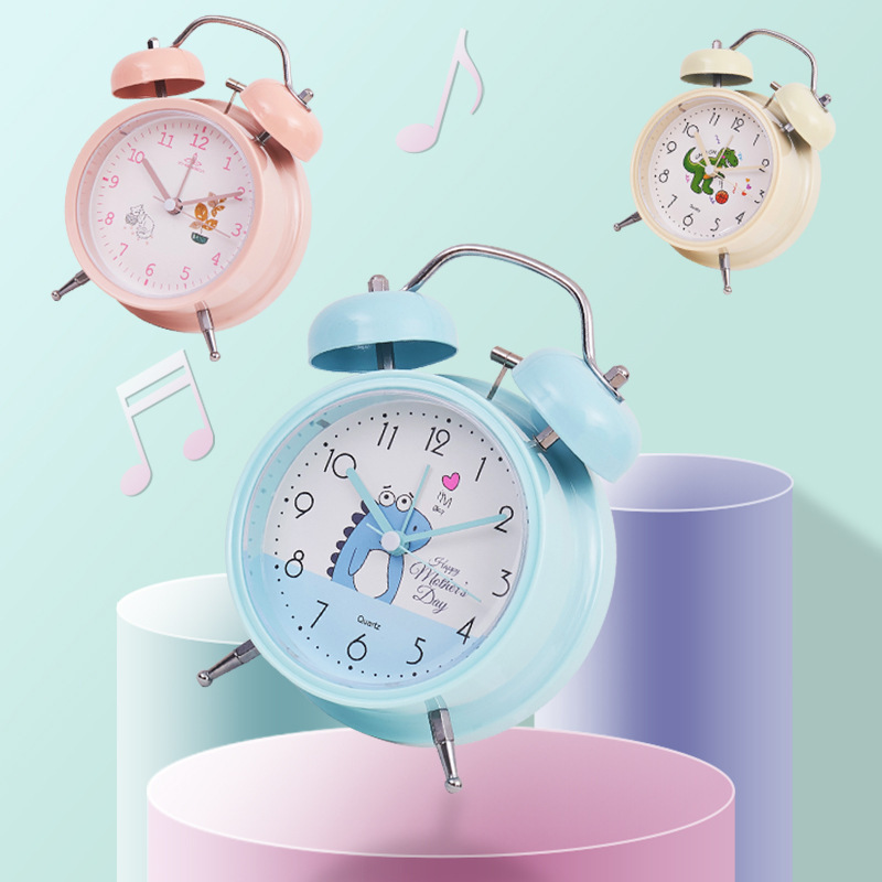 New Student Alarm Clock Cute Style Ringing Clock Silent Bedside Clock with Light 4inch Clock Y33-Y36