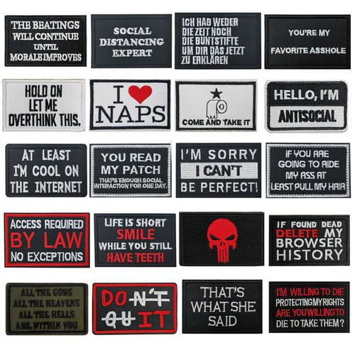 New Embroidery Velcro Badge Patch English Letter Cloth Clothes Backpack Hat Decoration Velcro