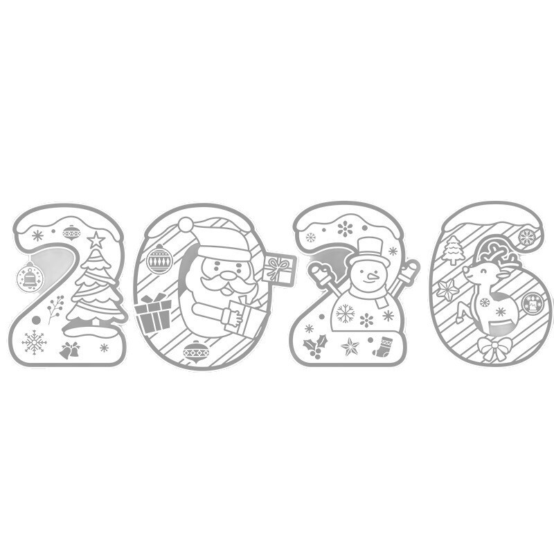 圣诞节雪屋雪镇贴纸白色雪花窗贴金色麋鹿雪橇静电贴纸2026窗花贴|undefined