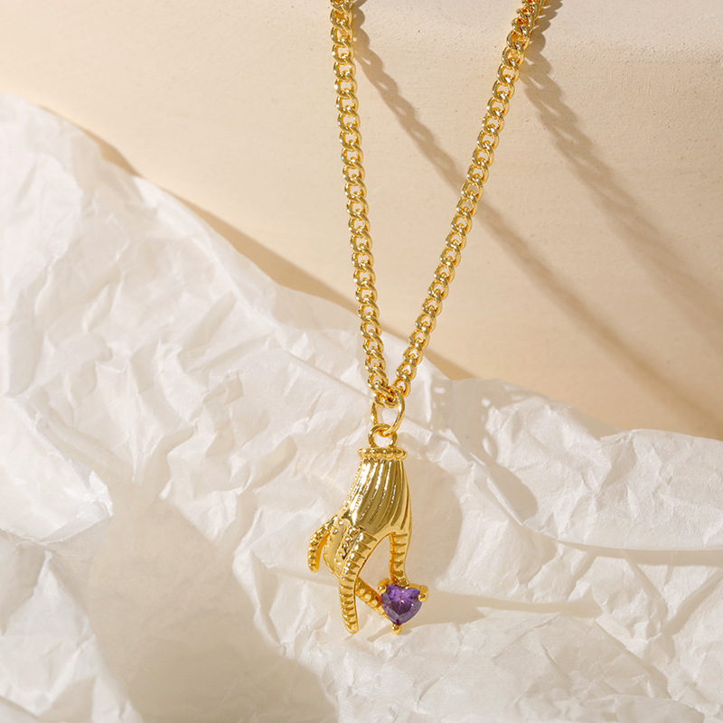 O-shaped chain Chain Type 1 Piece Quantity Daily, Street Occasion Wholesale Jewelry Vintage Style Classic Style Love Hand Gesture 304 Stainless Steel Zircon Pendant Necklace O-shaped Chain