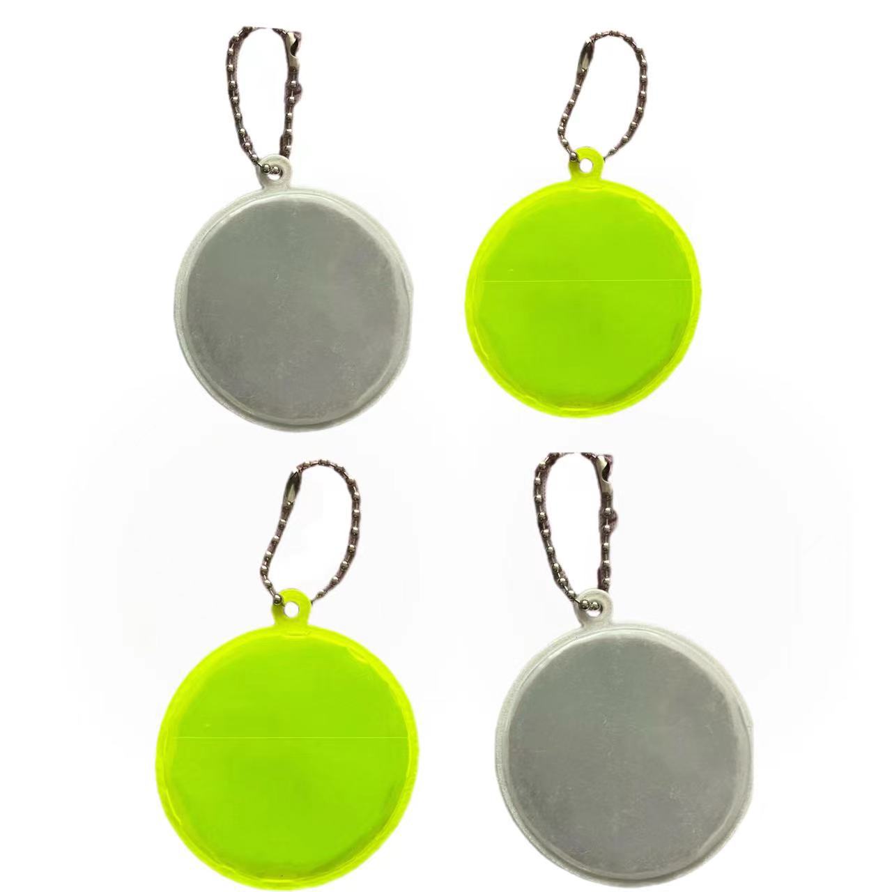 Colgante redondo reflectante transfronterizo llavero de luz nocturna placa de seguridad