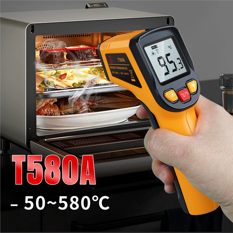 Chuanyu Промышленный инфракрасный термометр T580A Высокоточный электронный термометр температуры воды на кухне