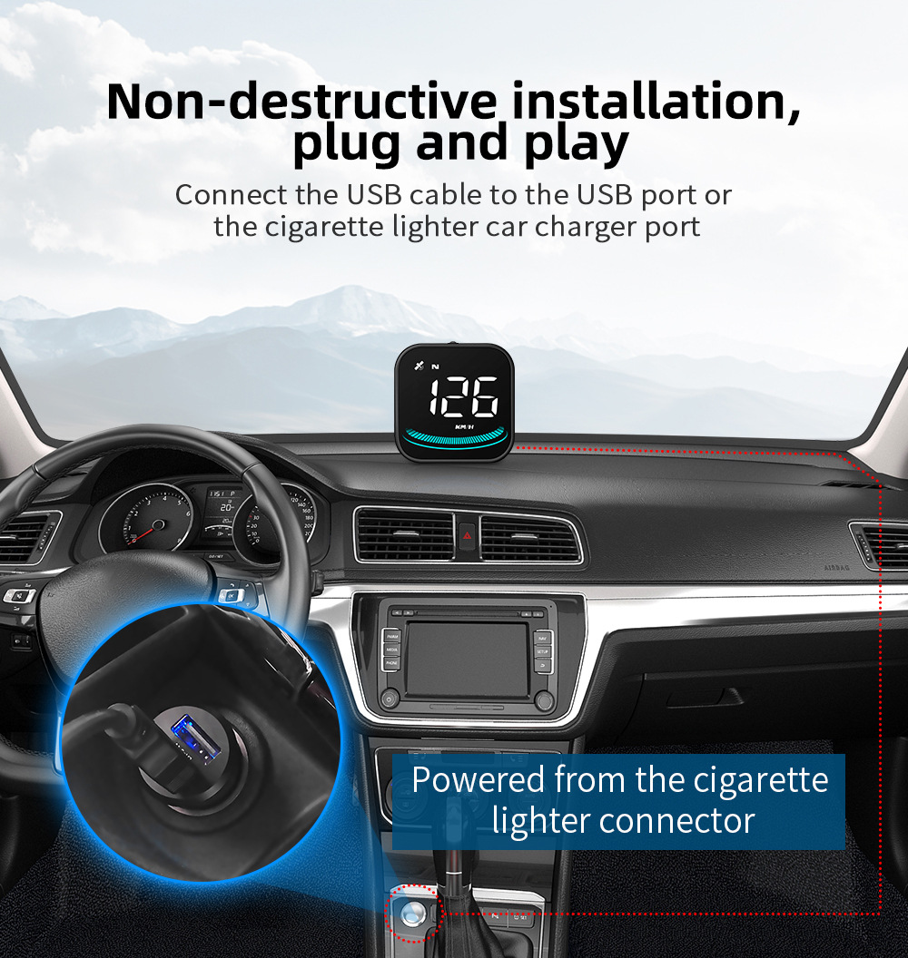 Car Head-Up Display Universal Hud Vehicle Gps Speedometer Speed Measurement Compass High-Definition Smart Display
