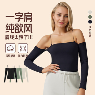 One-Shoulder Autumn New Women's Sports Long-Sleeved T-Shirt Yoga Clothes Tight-Fit Dance Outer Wear Thin Fitness Clothes