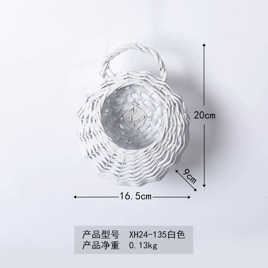 Cesta de flores de caña de sauce de pared creativa tela a mano cesta de flores colgante de cestas de almacenamiento multi-carne pared colgante de maceta