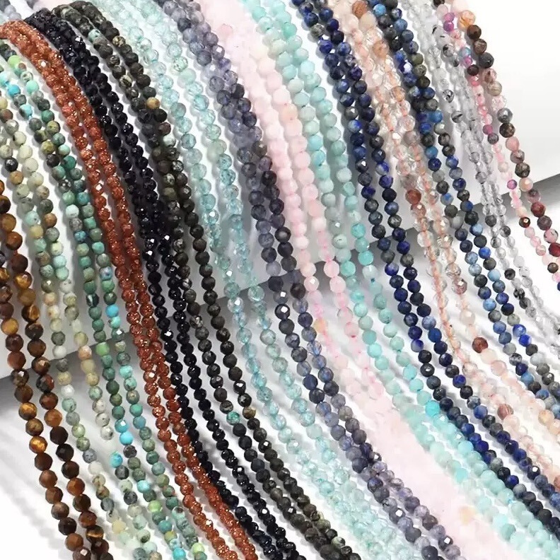 2-4mm Faceted Natural Stone Crystal Beads Yellow Tiger Eye Stone Loose Beads DIY Bracelet Beads Loose Bead Accessories