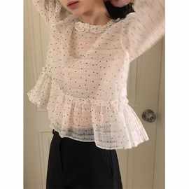边衬衫女波点雪纺上衣感轻奢夏装女款2025新款洋气娃娃衫
