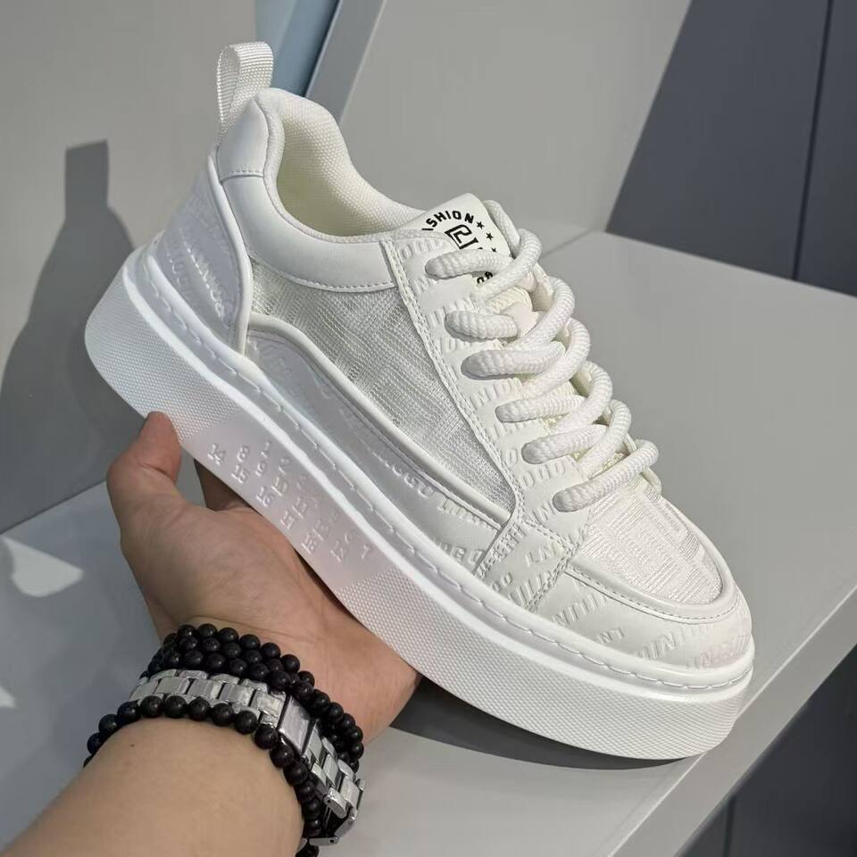Giày sneaker nam cổ thấp thoáng khí đế dày tăng chiều cao, phong cách Hàn Quốc — 3308 Màu xanh lá cây, 3308 màu trắng chi tiết 8