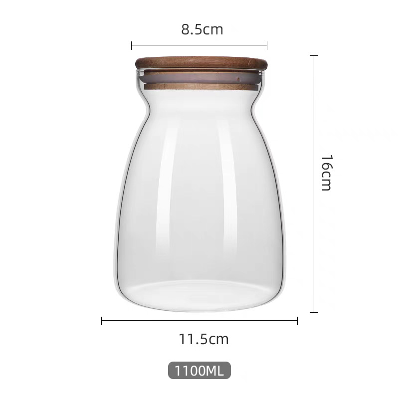 Tanque sellado de vidrio transfronterizo con tapa de bambú Tanque de almacenamiento de vidrio con alto contenido de borosilicato Tanque de almacenamiento de granos de café de grano integral de cocina image 9