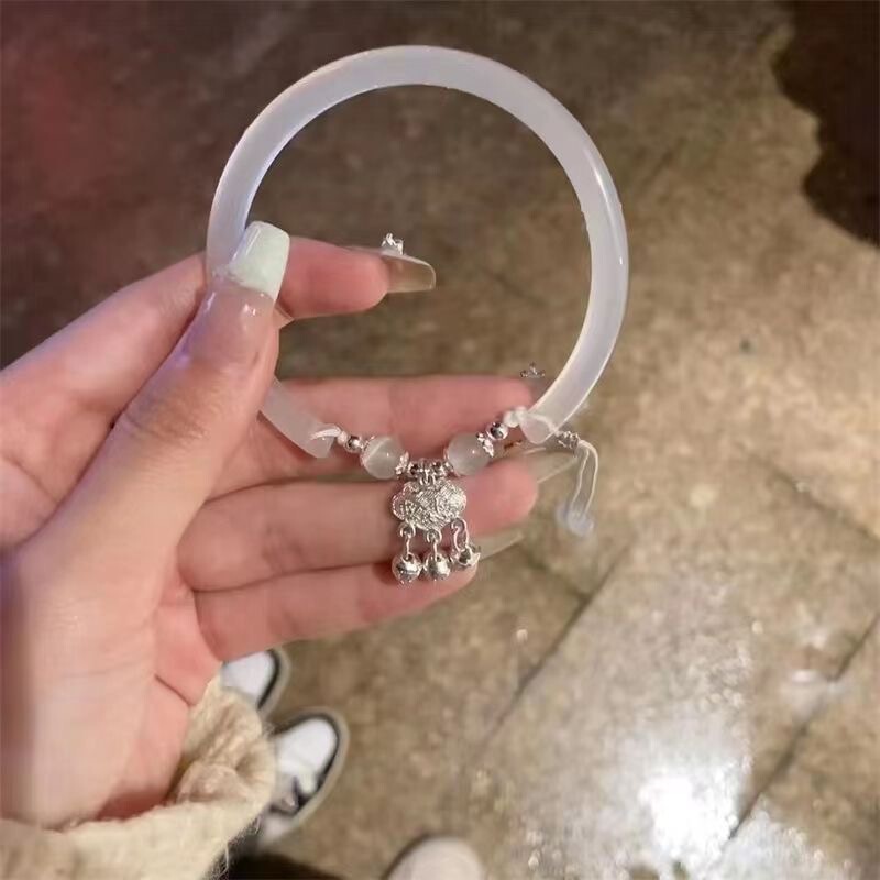 Safety lock Bell tassel bracelet niche design half bracelet Chinese style all-match adjustable girlfriend gift bracelet