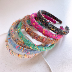 韓版秋冬針織纏繞毛線發箍甜美少女彩色頭箍發卡女孩外出頭扣髮飾