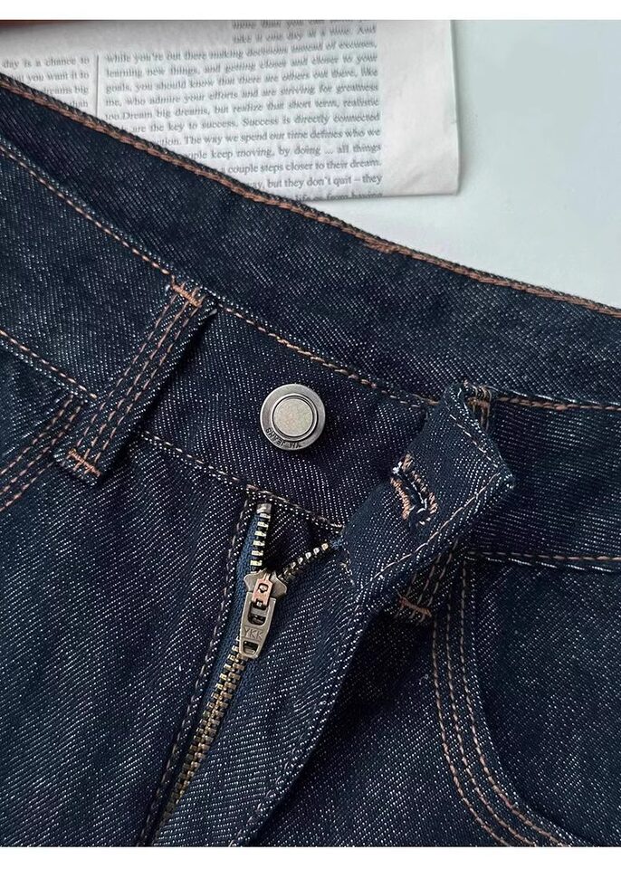 Quần jean nữ ống đứng cạp cao dáng suông ống rộng, chất denim dày, có bản lót lông cừu — Denim Blue-Small (dưới 158cm), Ningdan màu xanh kéo dài (trên 164cm), Quần denim màu xanh (dưới 163), Ning Dan Blue Extended (Lót lông cừu, cao 164cm+) chi tiết 14