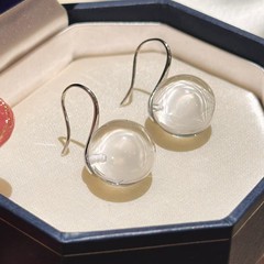 法式高级感优雅透明白水晶耳坠女韩系清透感时尚通勤耳环洋气耳饰