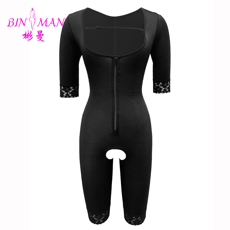 European and American Plus Size Women's One-piece Shaper Short-sleeve Zipper Tight Corset Abdomen-lifting Hip Shaper Women's One-piece Shaper