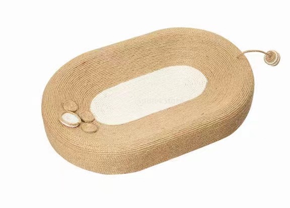 Sisal gato rascarse integrado tablero de arena para gatos resistente al desgaste anti-chip garra de gato resistente a los arañazos placa cuenca gato rascarse tablero oval gato pulido garra
