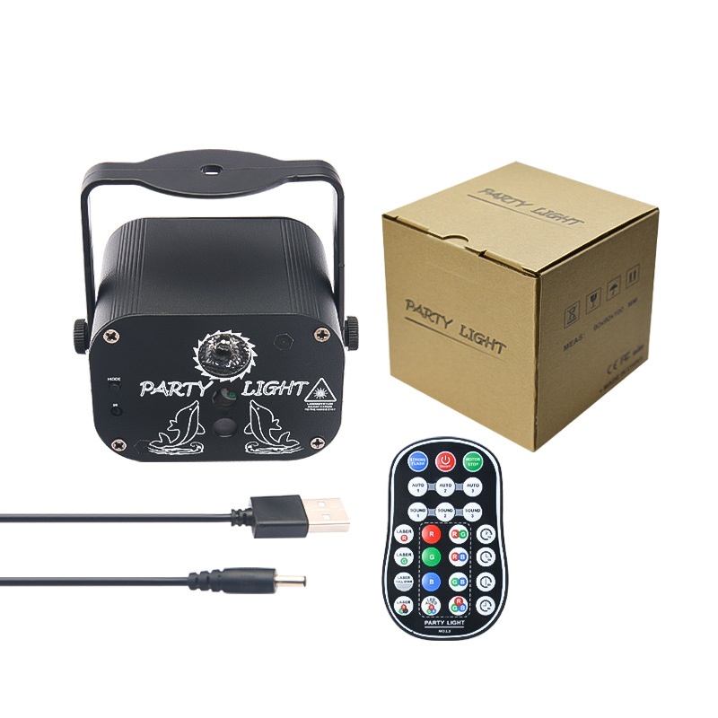 Mini luz de patrón láser de 2 orificios transfronteriza, carga USB, luz de cielo estrellado, luz de ambiente KTV, flash láser de fiesta