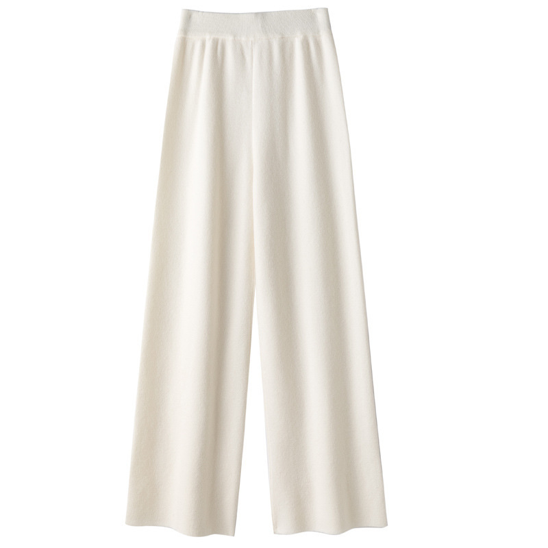 ilessisWAN wool high waist versatile knitted wide leg pants women's pants can be extended version